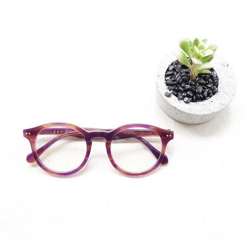 新款紫琉璃玳瑁复古框 限量配色 - 眼镜/眼镜框 - 塑料 紫色