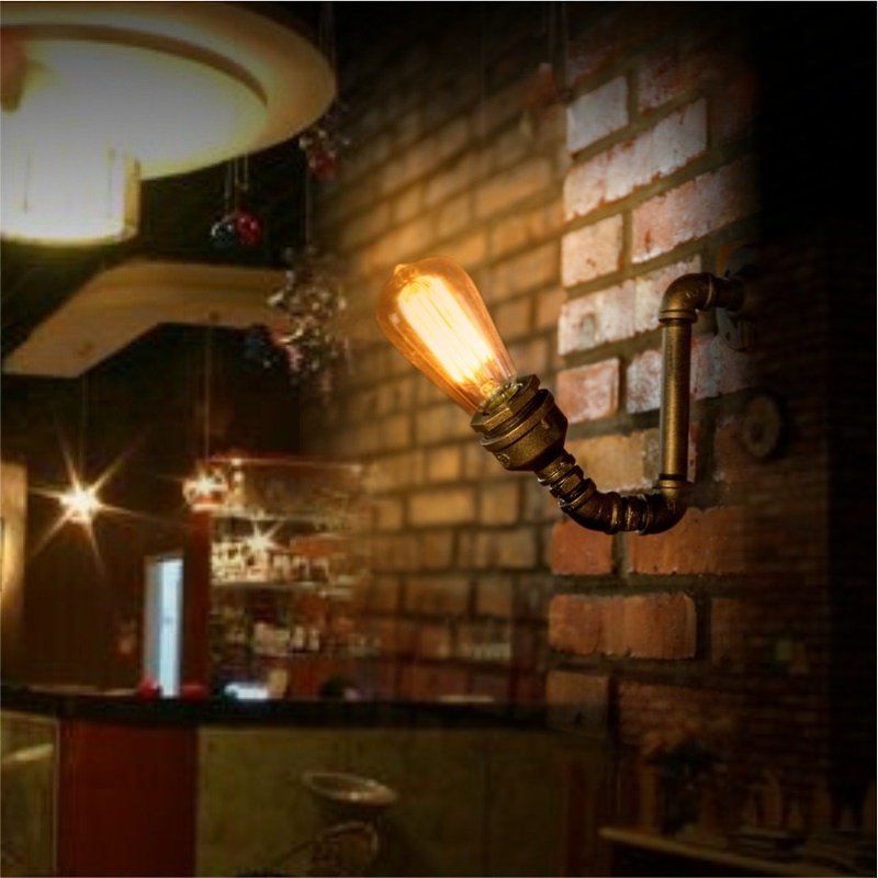 loft怀旧复古创意画廊展厅咖啡厅爱迪生水管工业壁灯 - 灯具/灯饰 - 其他金属 咖啡色