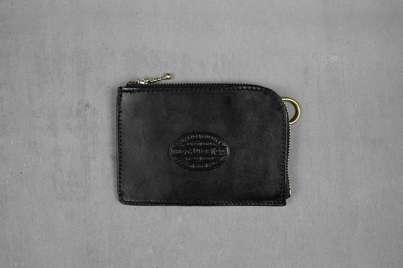 【METALIZE】SEAL LEATHER CARD & COIN CASE 钢印黄铜皮革零钱包 - 零钱包 - 真皮 
