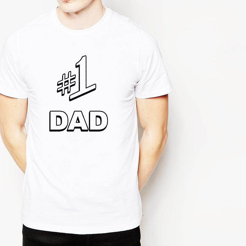 #1 DAD-2短袖T恤-2色 第一名的老爹 文字 父亲节 爸爸节 - 男装上衣/T 恤 - 纸 多色