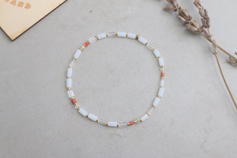 珊瑚 水晶 手环 (0405)小鸟儿 - 手链/手环 - 宝石 白色