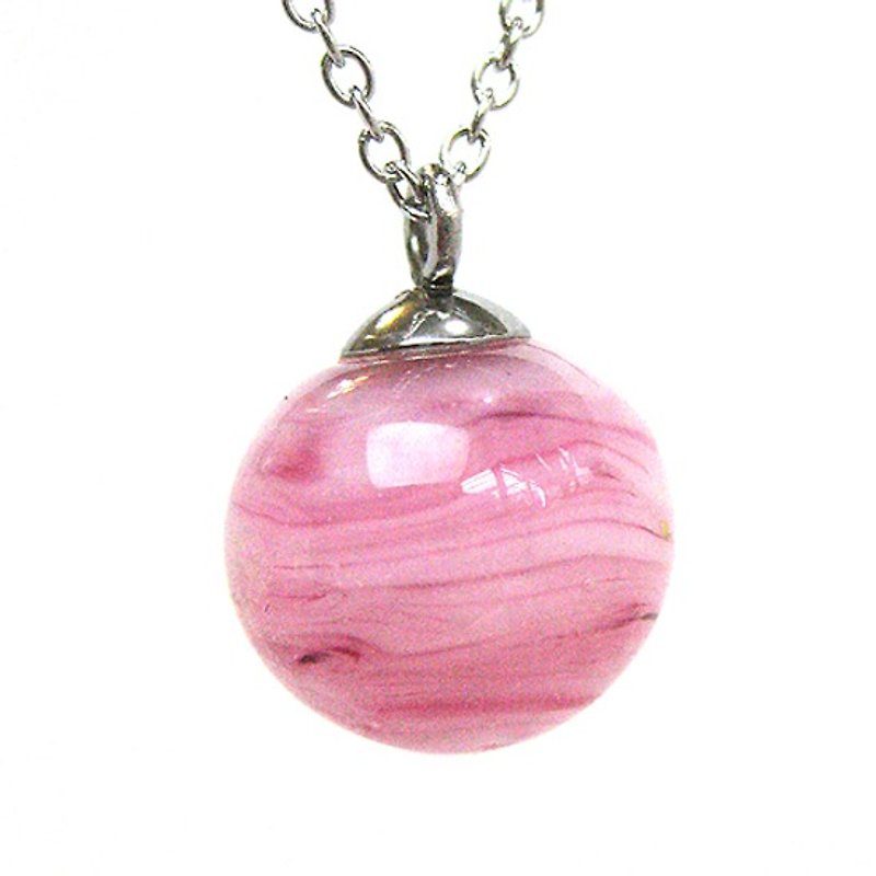 星球系列 土星 琉璃珠项链 - 锁骨链 - 玻璃 粉红色