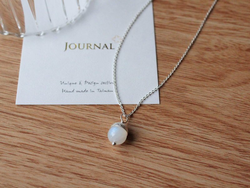 Journal 结果 (白月) / 月光石、纯银 项链 - 项链 - 纸 白色