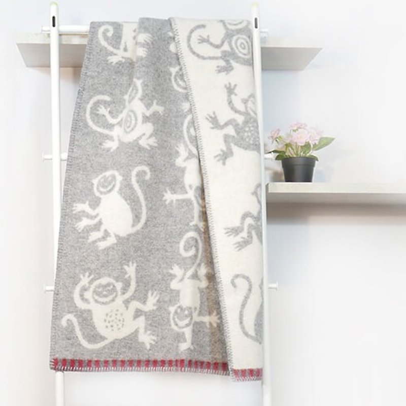 保暖毯子/宝宝毯 瑞典Klippan有机羊毛毯--小乖猴(灰) - 被子/毛毯 - 羊毛 灰色
