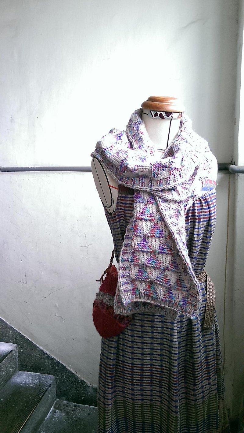 Lan毛线围巾(粉紫蓝白) - 丝巾 - 其他材质 多色