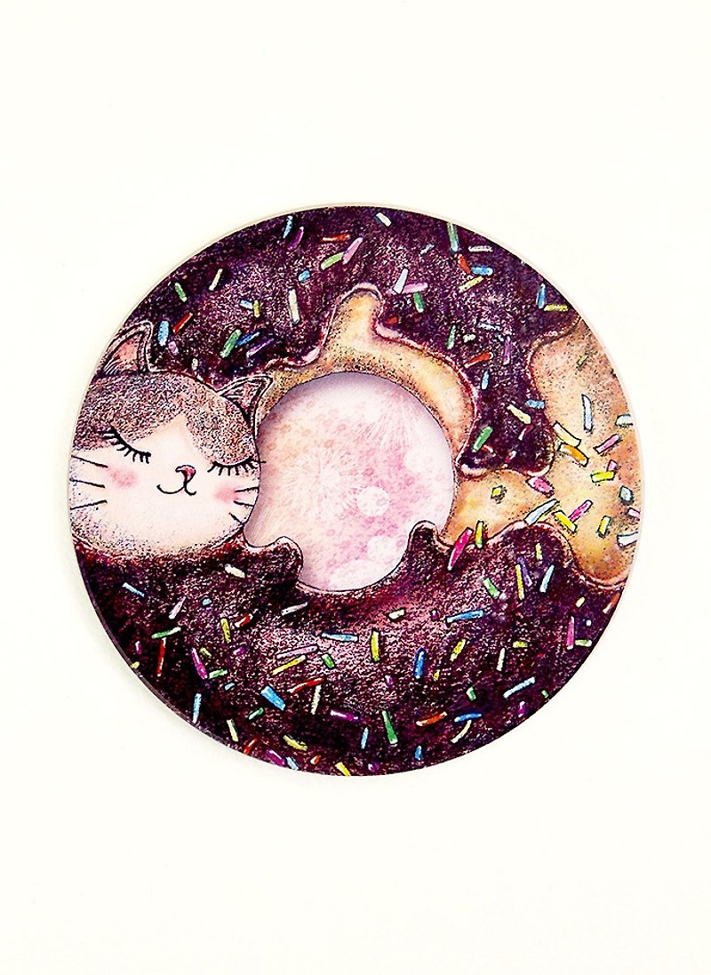 好喵 卡哇伊かわいい手绘陶瓷吸水杯垫~猫咪甜甜圈 - 杯垫 - 其他材质 