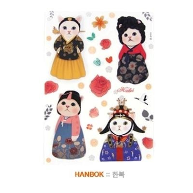 Jetoy, 甜蜜猫 装饰 贴纸_Hanbok (J1508107) - 贴纸 - 纸 多色