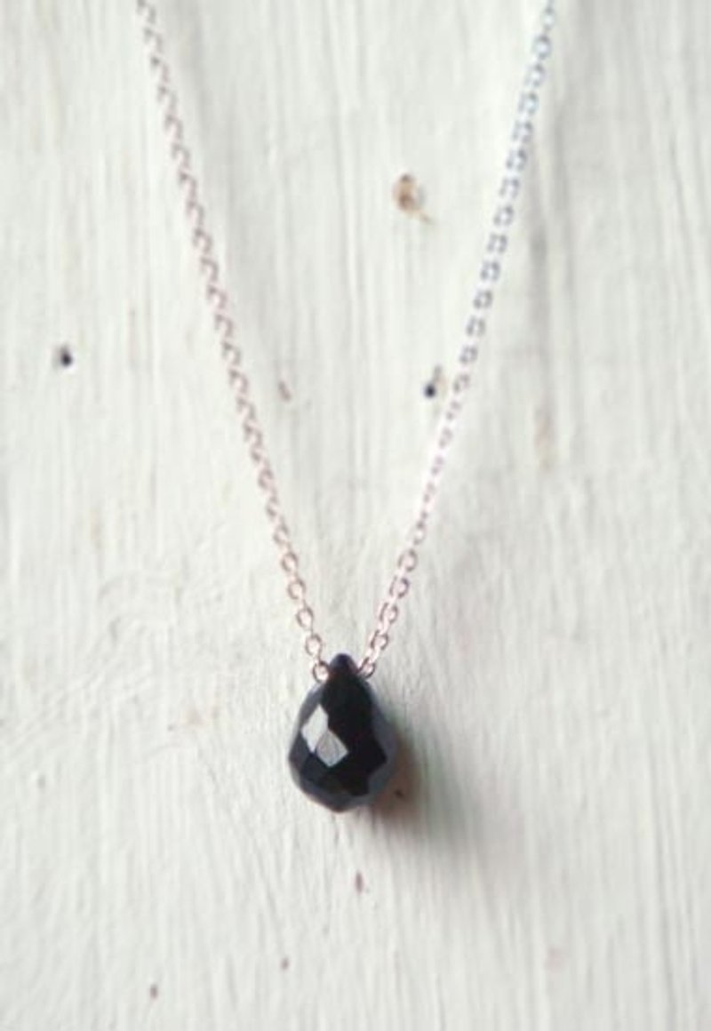 天然宝石(黑玛瑙)纯银项链 - 项链 - 宝石 黑色