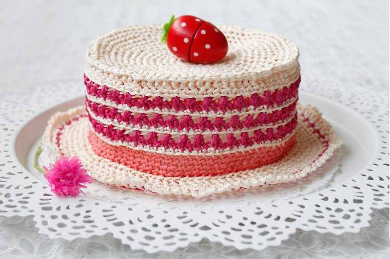 夏日编织。草莓蛋糕帽 (童) - 帽子 - 纸 多色