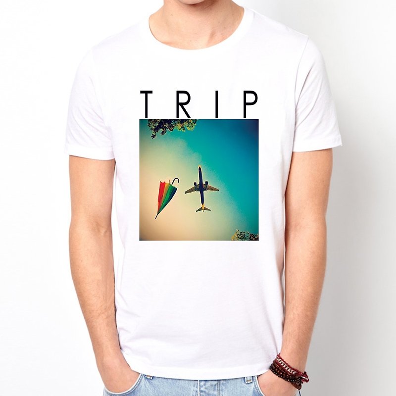 TRIP短袖T恤-白色 旅行生活渡假海冲浪设计自创品牌相片LOMO - 男装上衣/T 恤 - 棉．麻 白色