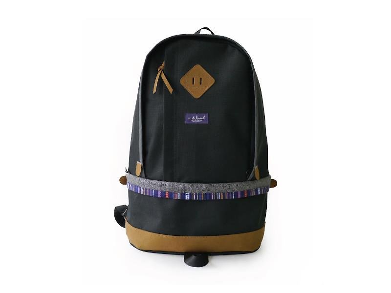 火柴木设计 Matchwood Bilayer 民族风后背包 17寸笔电夹层 黑色款 - 后背包/双肩包 - 其他材质 黑色