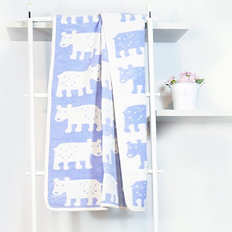 保暖毯子/宝宝毯/弥月礼 瑞典Klippan 有机棉暖暖毯--熊熊 (蓝色) - 被子/毛毯 - 棉．麻 蓝色
