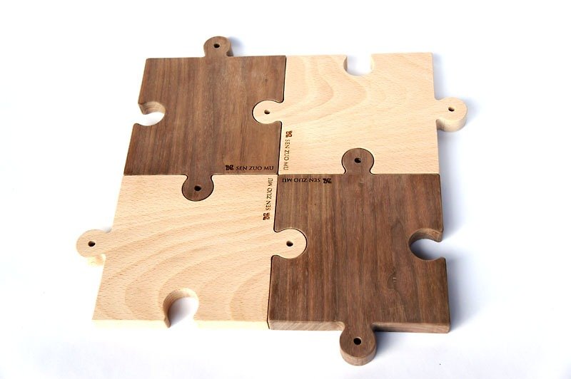 森佐木sen zuo mu / 在一起 拼图餐板（ㄧ组） - 厨房用具 - 木头 多色