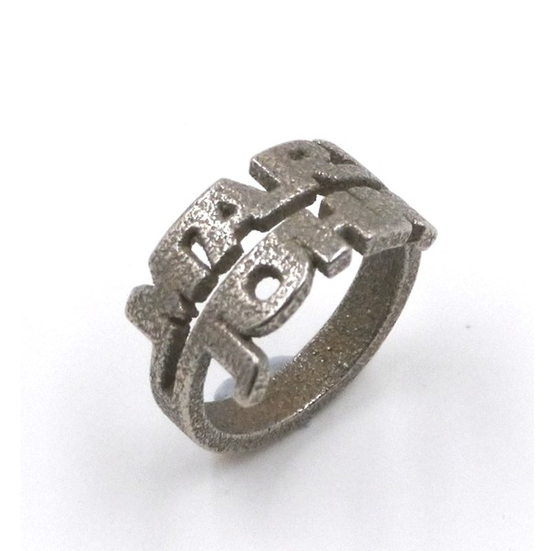 定制化饰物戒指  - 三维打印 x Double Ring x 个人化 - 戒指 - 其他金属 灰色