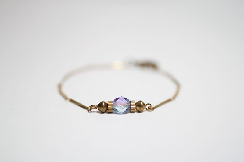 半透明葡萄 天然石几何造型黄铜手链 - 手链/手环 - 其他金属 紫色