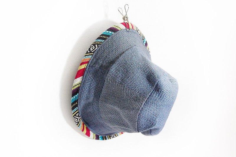 民族风手织棉麻渔夫帽 / 遮阳帽 / 草帽 / 登山帽 - 仅剩对比色 - 帽子 - 其他材质 蓝色