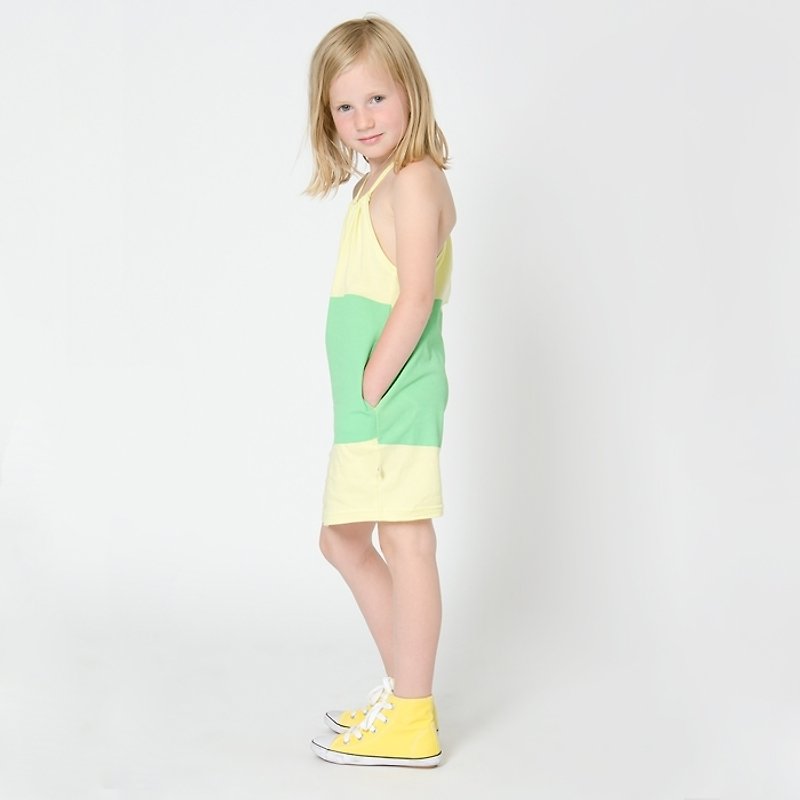 【北欧童装】有机棉细肩女孩成人洋装90cm至175cm 黄绿 - 童装礼服/连衣裙 - 棉．麻 黄色