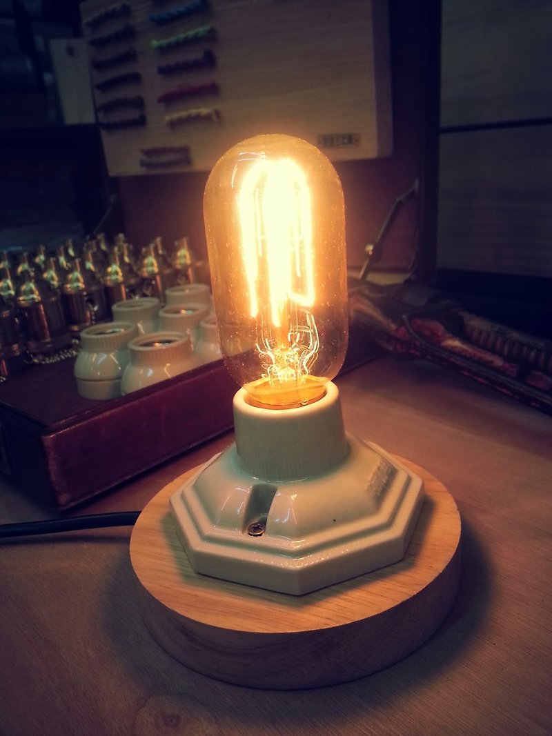 Edison-industry  复古  工业风  LOFT   木质底座+陶瓷灯座 含灯泡-爱迪生工业 设计款7-3 - 灯具/灯饰 - 木头 白色