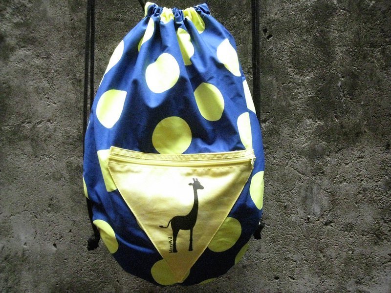 MaryWil小雨滴束口包-蓝黄圆点 - 其他 - 其他材质 蓝色