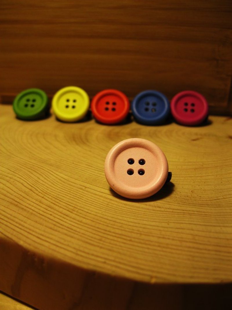 钮扣●粉红色●别针●编号B12 - 胸针 - 木头 粉红色