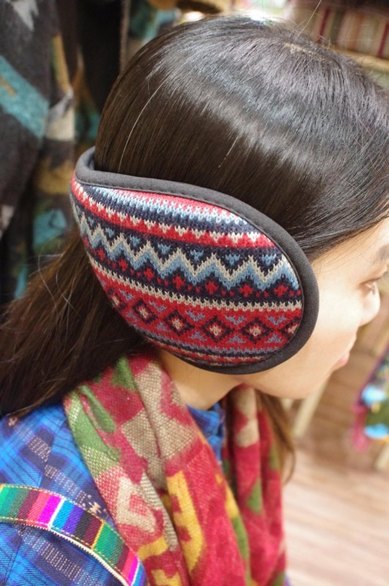 saibaba ethnique // 冬季御寒 ---- 几何图形刷毛保暖后戴式耳罩 - 其他 - 棉．麻 多色