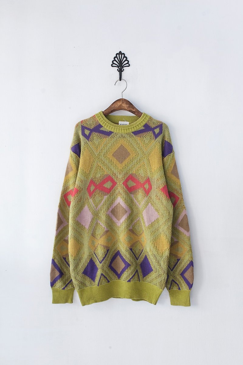日本制 特价商品 微瑕 绿色 几何 混麻 毛衣 - 女装针织衫/毛衣 - 其他材质 