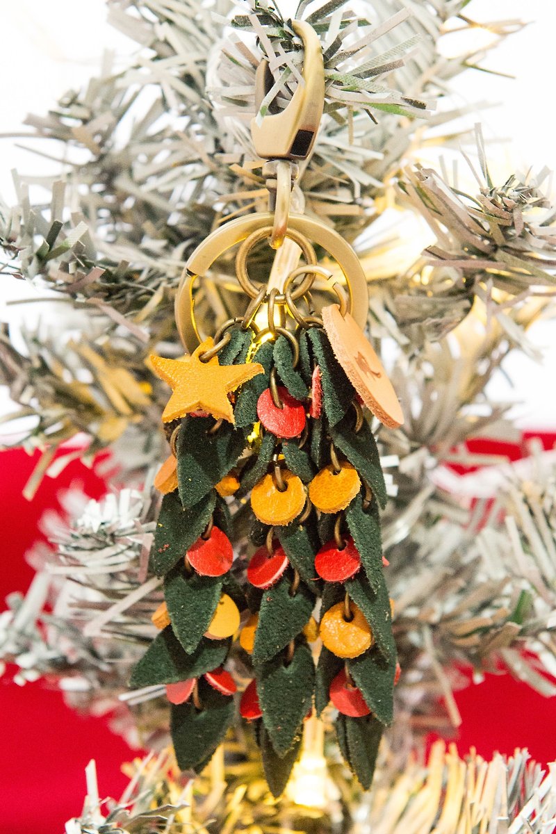::圣诞礼物:: 圣诞树串皮革钥匙圈 - 钥匙链/钥匙包 - 真皮 多色