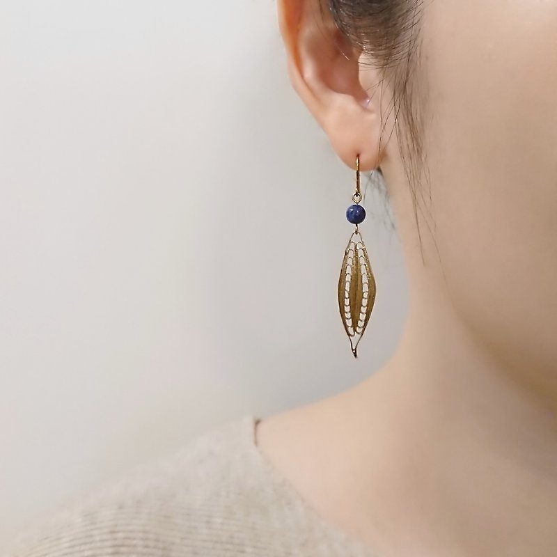 深海蓝苏打石黄铜耳环 | 地中海之眼 - 耳环/耳夹 - 半宝石 蓝色