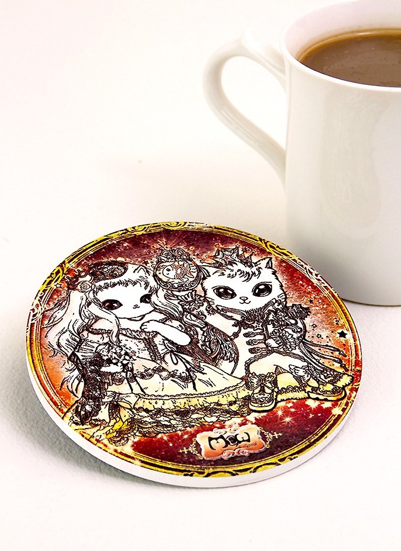 好喵 卡哇伊かわいい手绘陶瓷吸水杯垫~♥ 猫王子与猫公主 - 花瓶/陶器 - 其他材质 