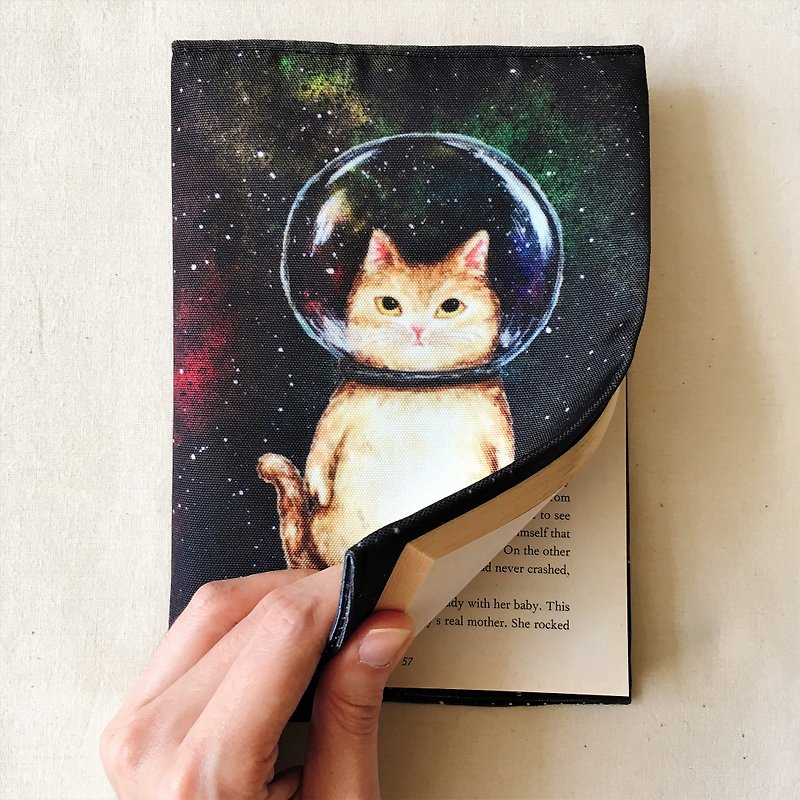 玻璃球猫猫 宇宙猫 书套 书衣 - 书衣/书套 - 棉．麻 多色