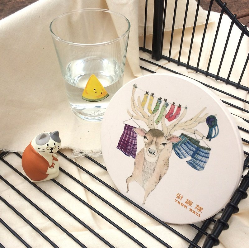 台湾特有动物 陶瓷吸水杯垫 - 杯垫 - 其他材质 白色