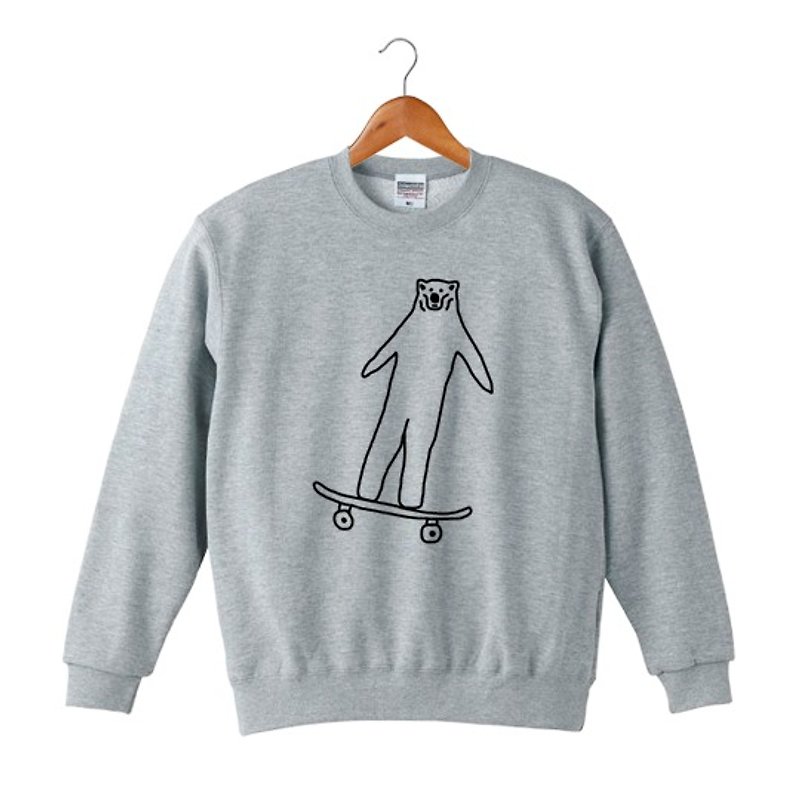 Skate Bear #3 スウェット - 中性连帽卫衣/T 恤 - 棉．麻 灰色
