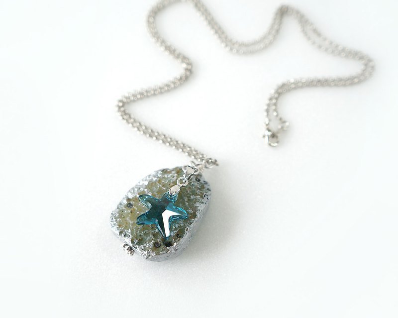海洋之星项链，玛瑙天然石搭配海星水晶之坠饰，独特浪漫的女性首饰品 - 项链 - 宝石 