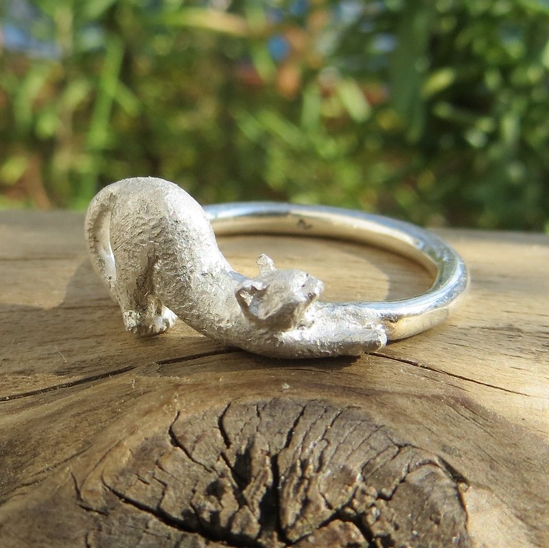 指輪　猫の伸び - 戒指 - 其他金属 白色