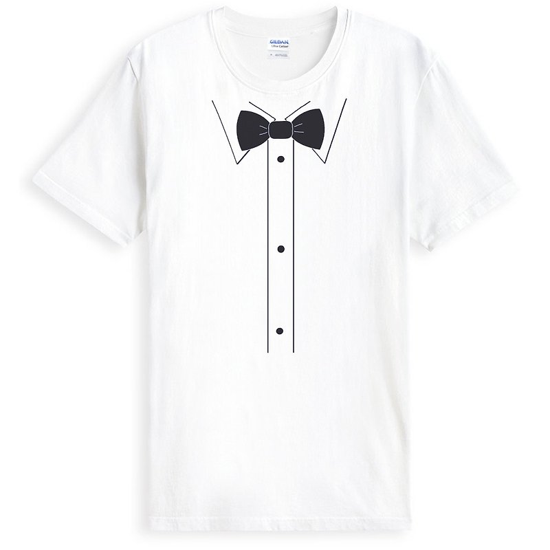 Print Bow Tie短袖T恤-2色 印刷领结 领带 眼镜 胡须 文青 艺术 设计 时髦 文字 时尚 - 男装上衣/T 恤 - 其他材质 多色