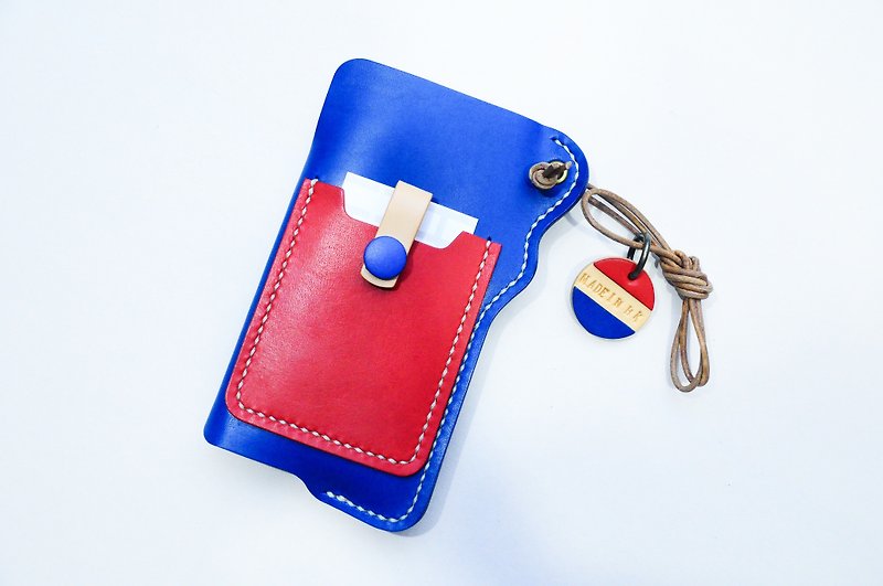 “红。白。蓝”香港制造 iPhone6 皮革手机袋 - 侧背包/斜挎包 - 真皮 红色