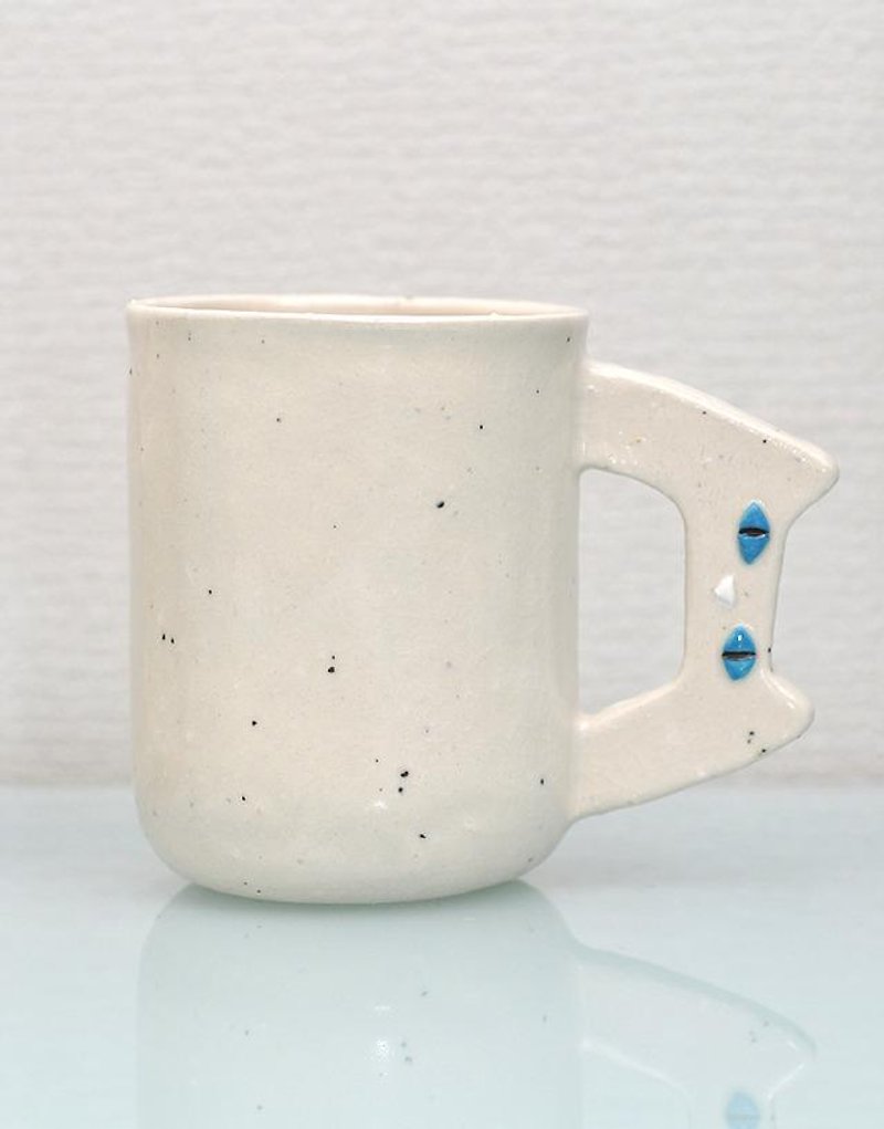 Cat mug simple-style マグカップ 猫モチーフ - 咖啡杯/马克杯 - 其他材质 白色