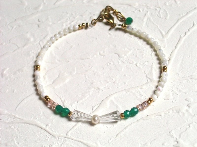 优雅白贝壳绿玛瑙手链 - 手链/手环 - 其他材质 白色