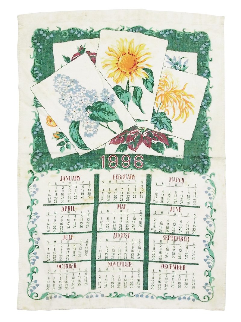 1996 美国早期布面月历 flower - 墙贴/壁贴 - 其他材质 绿色