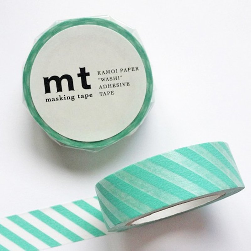 mt 和纸胶带 Deco【斜纹-薄荷绿(MT01D244)】 - 纸胶带 - 纸 绿色