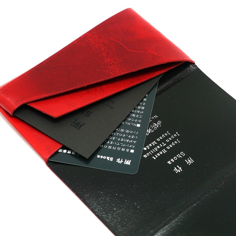 日本手工-所作Shosa 植鞣牛皮 名片夹/卡夹 - 低调奢华款/红黑 - 名片夹/名片盒 - 真皮 