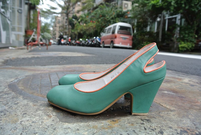 #919# 赫本不是你想的那种软软的女生 /绿橘 - 女款休闲鞋 - 真皮 绿色