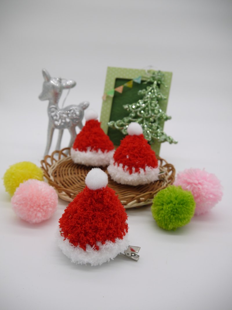 毛线编织  圣诞节礼物  圣诞帽发夹 - 发饰 - 其他材质 红色