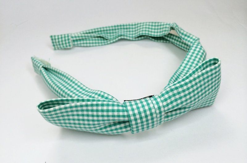 绿格纹蝴蝶结发箍 - 发饰 - 其他材质 绿色