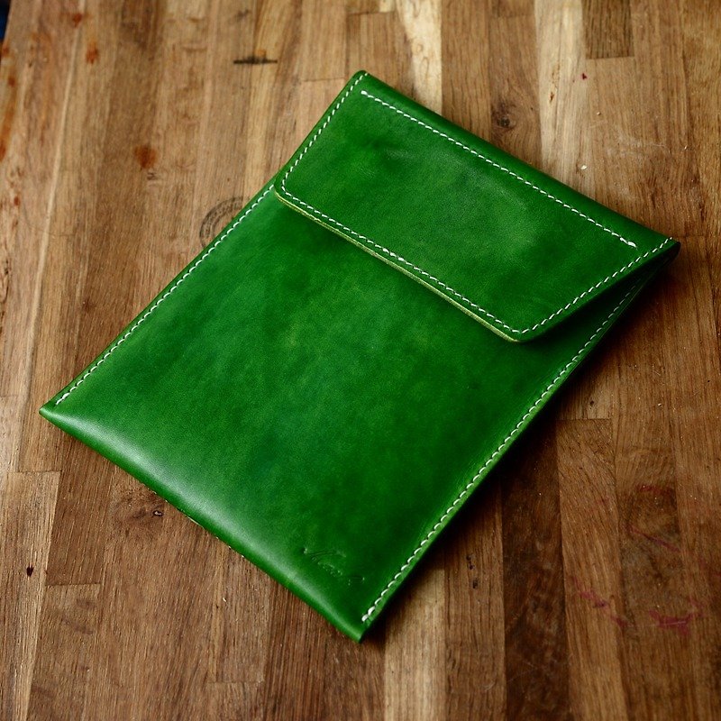 罐手制 纯手工制作 ipad mini 手工皮套 意大利植鞣革手染绿色 - 电脑包 - 真皮 绿色