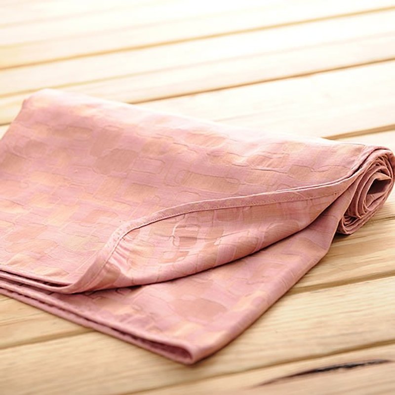 KAKIBABY专利天然柿子染布 凉爽透气防蹒毯150x100cm (方块粉) - 寝具 - 棉．麻 粉红色