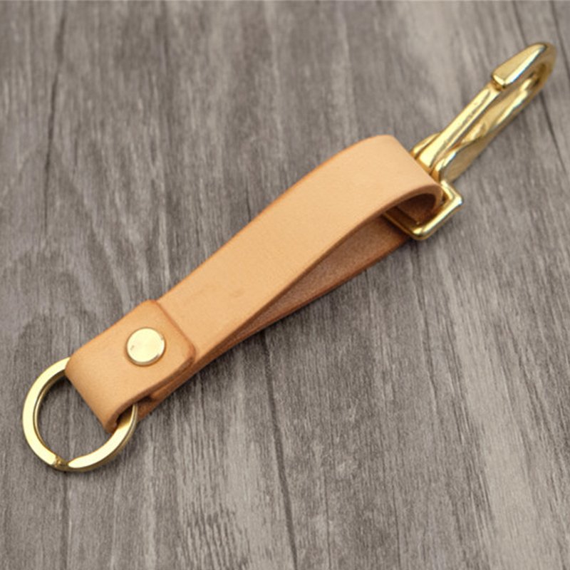 手工植鞣牛皮钥匙扣 - 钥匙链/钥匙包 - 真皮 金色