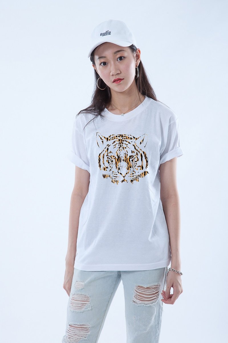 ICARUS 伊卡鲁斯 原创潮流设计短TEE  ANIMAL动物系列TIGER 虎 - 男装上衣/T 恤 - 棉．麻 黑色