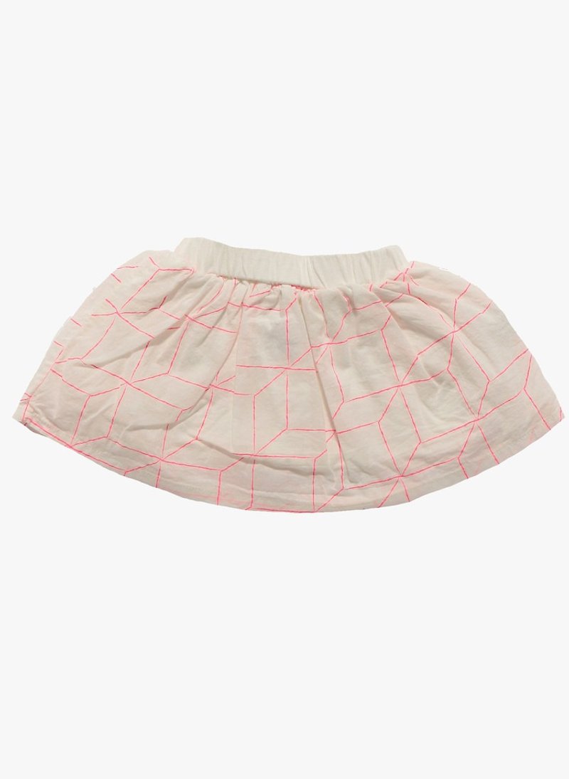 2014秋冬 NUNUNU 白色萤光粉网格纹短裙/GRID skirt(中大童) - 童装上衣 - 其他材质 粉红色