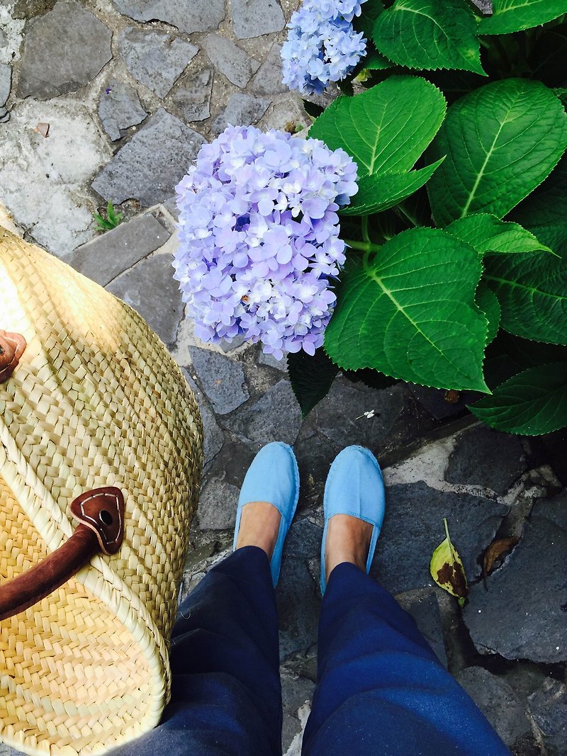 Espadrilles舒服蓝草编鞋 - 女款休闲鞋 - 植物．花 蓝色